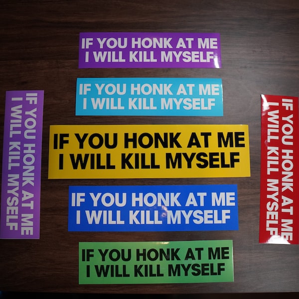 If You Honk At Me I will Kill Myself Funny Car Stickers, Baby On Board, Funny Car Decals, Funny Bumper Sticker, Bumper stickers For Cars