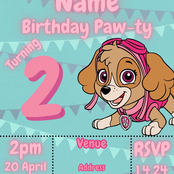 Paw Patrol Sky Birthday Invitation