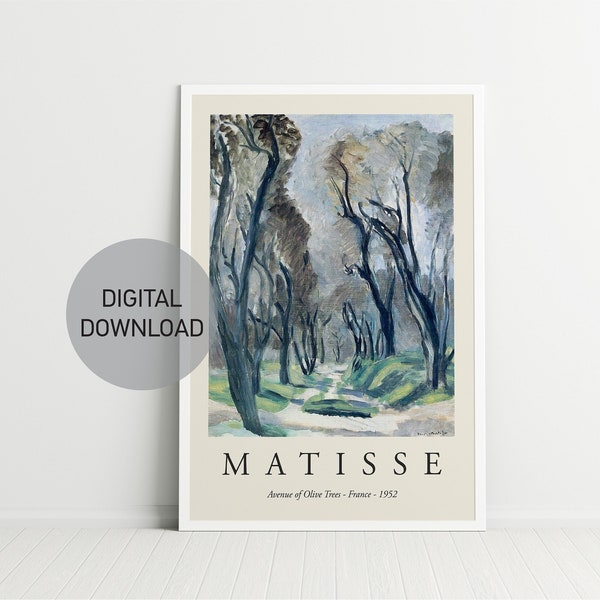 Henri Matisse Print, Matisse Avenue Of Olive trees Digital Poster, Matisse Printable Wall art, Home Decor, Digital Download, Blue Fine art