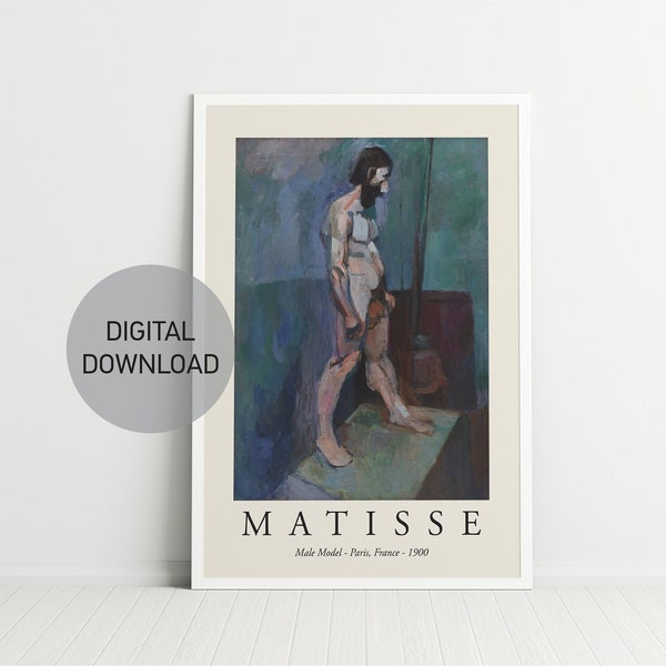 Matisse Print, Henri Matisse Digital Poster, Henri Matisse male Model, Matisse Art Print, Printable Wall art, Home Decor, Digital Download