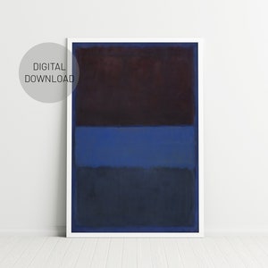 Azul marino Mark Rothko, arte expresionista azul Rothko, cartel de descarga instantánea, arte de la pared de la galería, descarga digital, cartel de la exposición Rothko