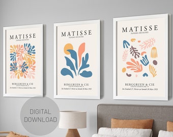 Colorful Henri Matisse Set of 3, Matisse Poster set, Modern Wall Print, Colorful Matisse Gallery Wall Set of 3, Home decor DIGITAL DOWNLOAD