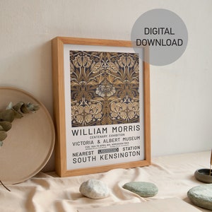 Printable William Morris Poster, Flowers Print, Vintage Flower Print, Exhibition Poster, Botanical Prints, Digital Floral wall decor gift