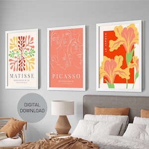 Digital Prints Set of 3, Matisse and Picasso Prints, Mid Century Modern, Minimalist Abstract Geometric, Nursery Decor, Digital Download Art