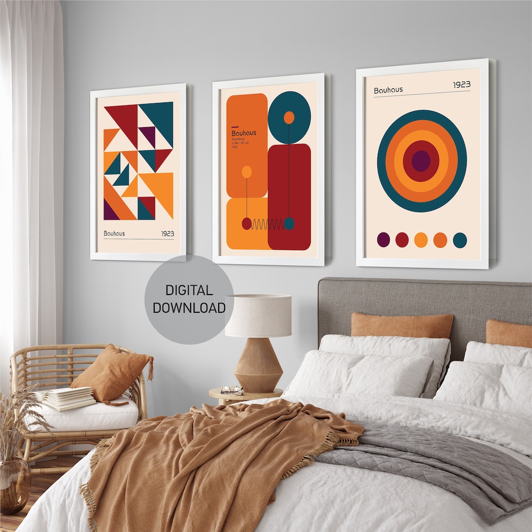 Set of 3 Bauhaus Prints, Printable Exhibition Posters, Bauhaus Wall Art ...