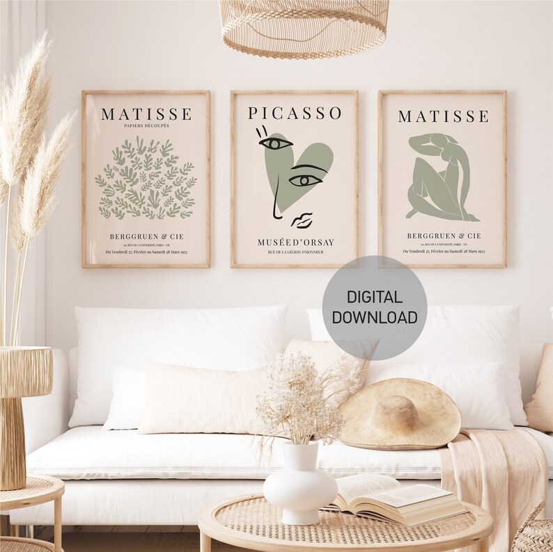 Sage Green Wall Art Green Botanical Prints Sage Green Print Set Boho ...