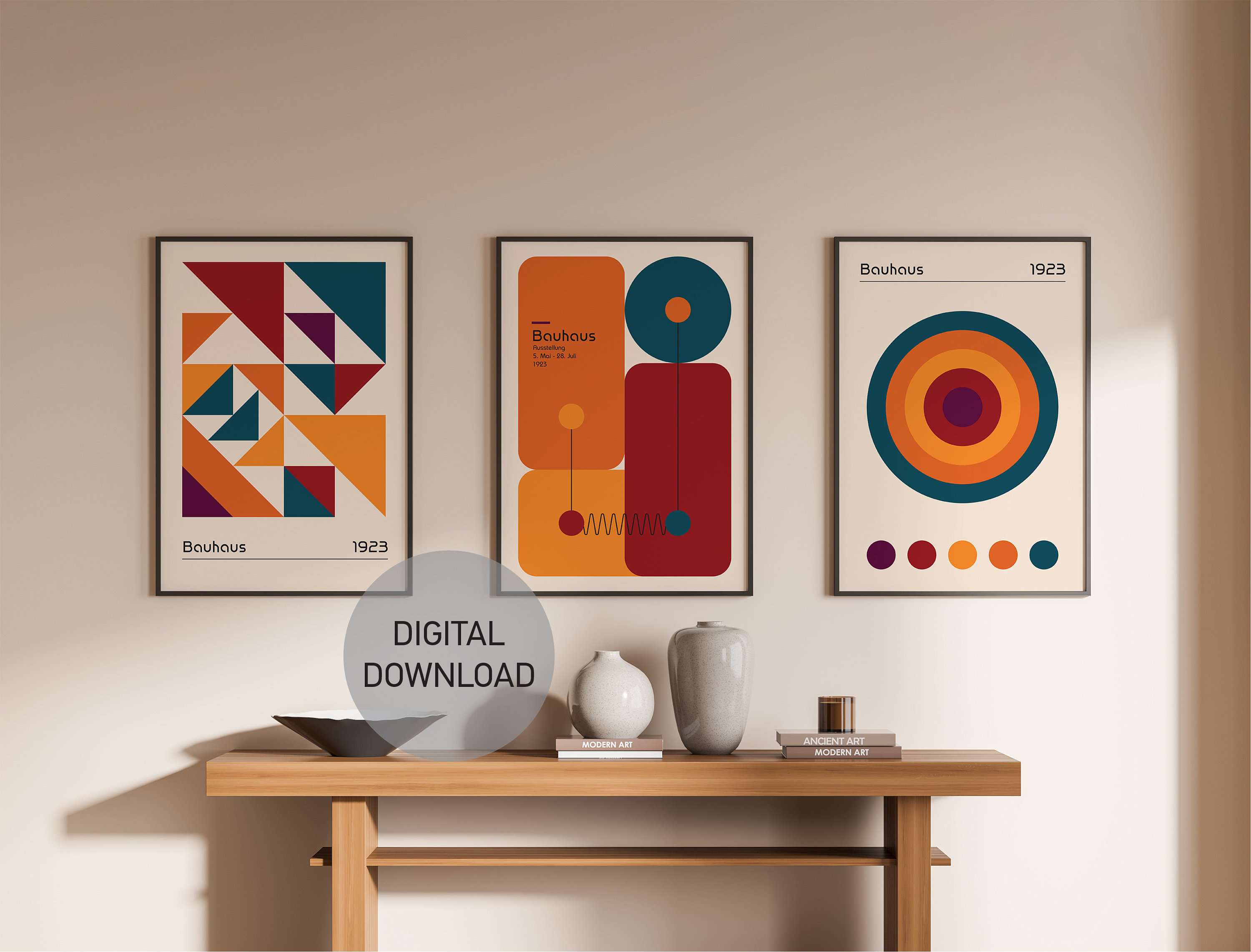 Set of 3 Bauhaus Prints, Printable Exhibition Posters, Bauhaus Wall Art ...