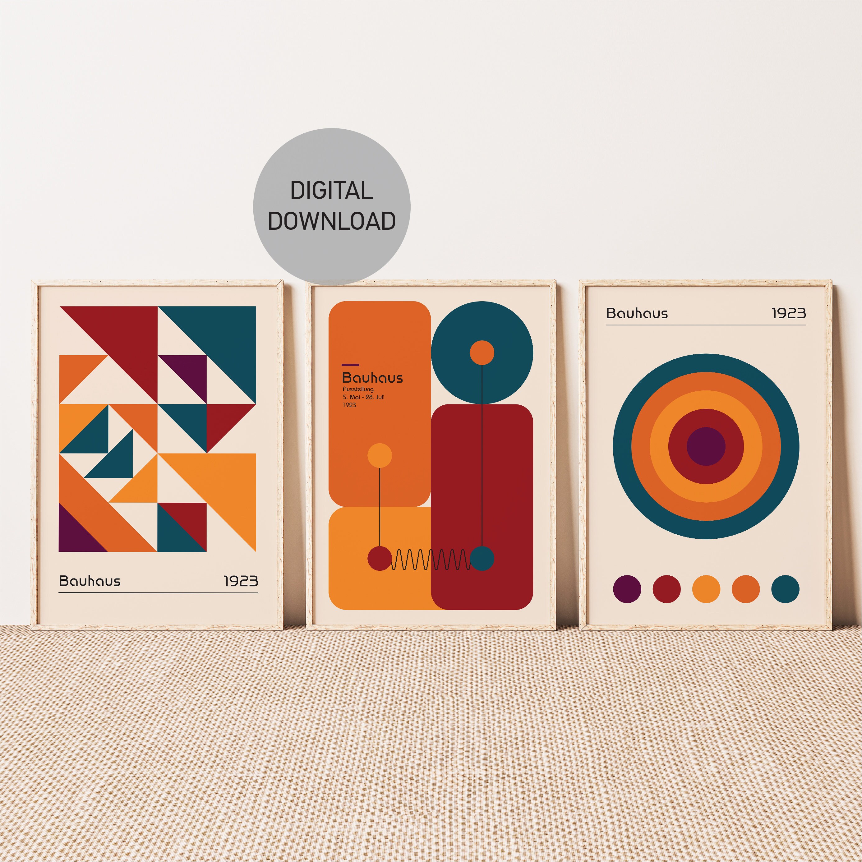 Set of 3 Bauhaus Prints, Printable Exhibition Posters, Bauhaus Wall Art ...
