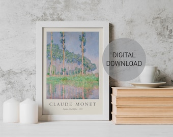 Claude Monet Print, Monet Fine art Poster, Printable Wall Art, Living Room Wall art, Digital Download, Above bed Wall art, Gift for her