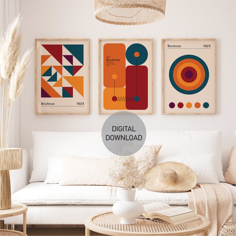 Set of 3 Bauhaus Prints, Printable Exhibition Posters, Bauhaus Wall Art ...