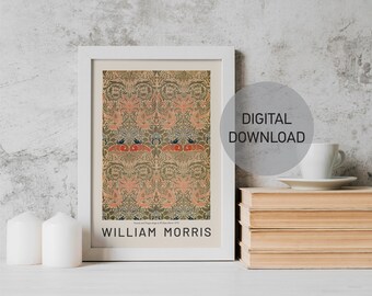 William Morris Print, William Morris Exhibition Poster, Printable Wall art, Living Room Wall art, Home decor, Digital Download, Dorm decor