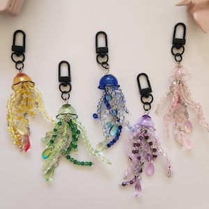 Jellyfish Beaded Phone Charm Keychain Accessory y2k