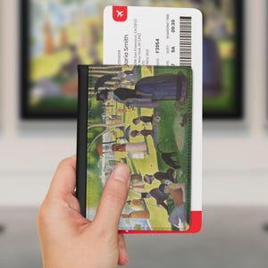 Georges Seurat - Ein Sonntag auf La Grande Jatte Reisepasshülle, Kartenhalter, Reisebrieftasche, Bordkartenhalter, Accessoires. Pointillismus Kunst.