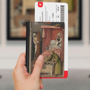 Hieronymus Bosch - Death and the Miser Reisepasshülle, Kartenhalter, Reisebrieftasche, Bordkartenhalter, Accessoires. Mittelalterliche Kunstliebhaberin.