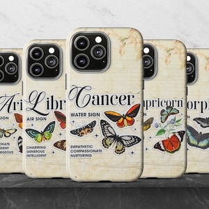 Zodiac Sign iPhone Case: Vintage Scrapbook Butterfly Stickers