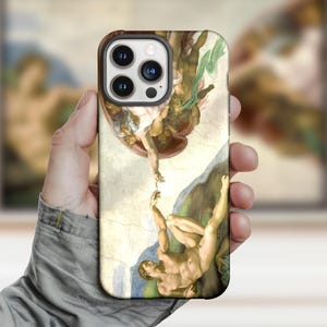 Michelangelo Buonarroti - The Creation of Adam phone case for iPhone 16 Plus, 15 Pro, 14, 13 Mini, 12 Pro Max, 11 Pro, XS, XR, SE, 8, 7 Plus