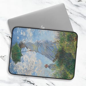 Monet &#39;Frau mit Sonnenschirm&#39; Laptop Tasche: Geschenk für Kunstliebhaber