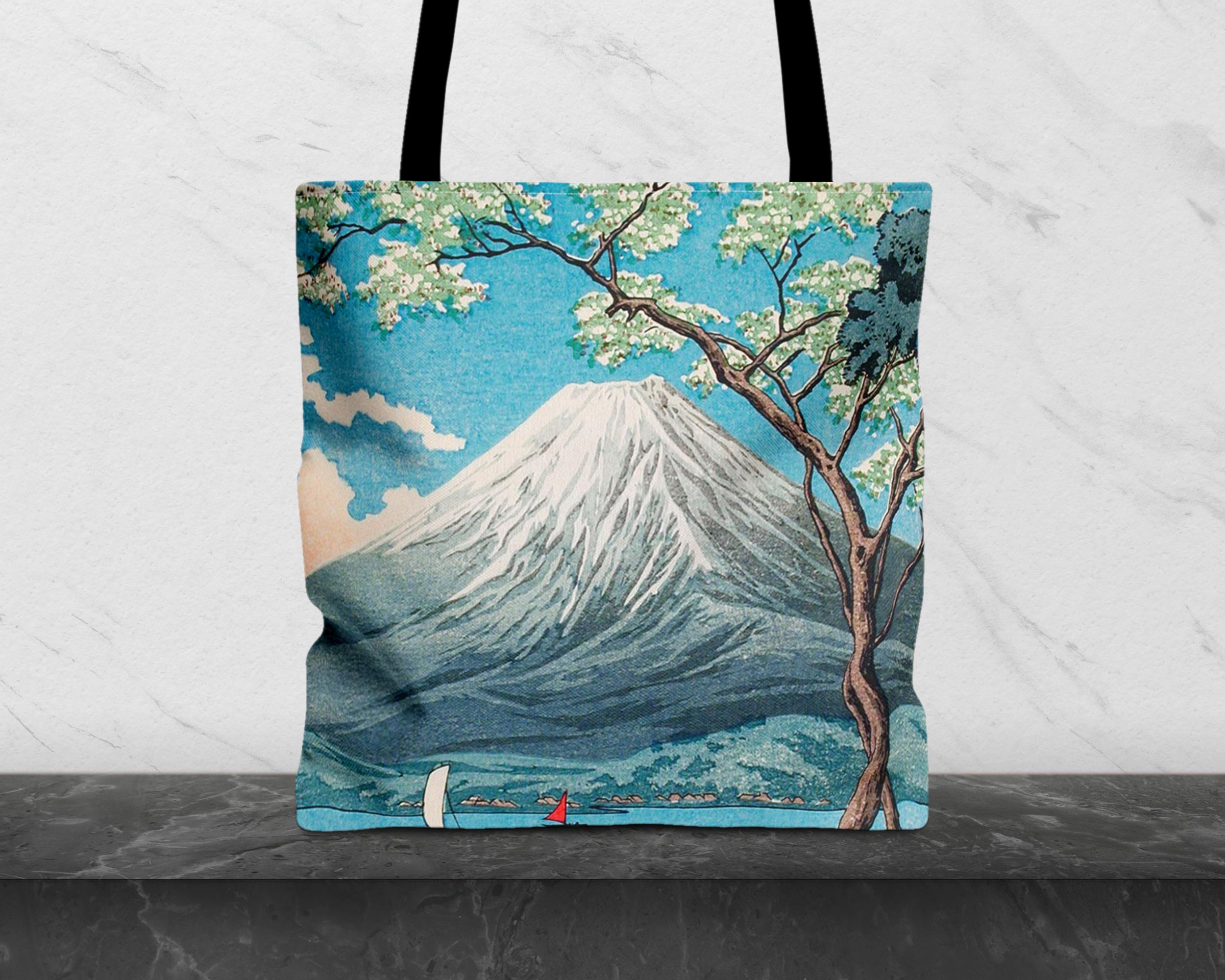 Sac cabas Mont Fuji : impression d'art Hiroaki Takahashi, design lac Yamanaka