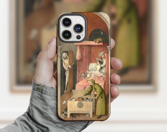 Hieronymus Bosch - Death and the Miser phone case for iPhone 16 Pro, 15 Pro Max, 14 Plus, 13 Mini, 12 Mini, 11, XS Max, XR, SE, 8, 7 Plus