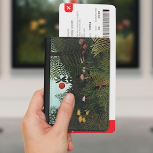 Henri Rousseau - Foresta Vergine con Tramonto - Portapassaporto, portacarte, portafoglio da viaggio, portacarta d'imbarco, accessori. Appassionato d'arte tropicale