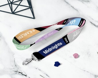 Eras Tour lanyard. Full color fabric print lanyard, keychain, ID holder, badge holder. Eras Tour merch.