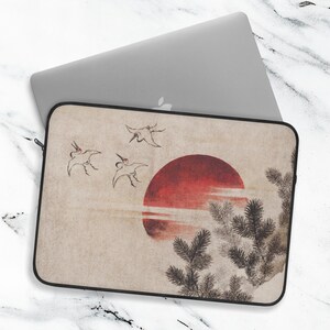 Hokusai Birds and Sunset Laptop Sleeve: Skyddande fodral för japansk konst