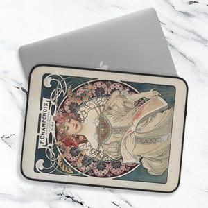 Alphonse Maria Mucha - F. Champenois Imprimeur-Editeur laptop sleeve, protective cover, laptop decorations, accessories. Gift for art lover.