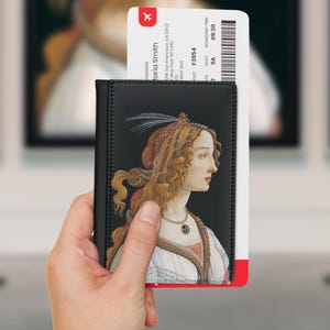 Sandro Botticelli - Retrato de uma Jovem, capa para passaporte, porta-cartões, carteira de viagem, porta-cartão de embarque, acessórios. Arte italiana.