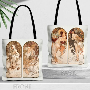 Alphonse Mucha &#39;The Seasons&#39; Tote Bag: Vintage Art Nouveau