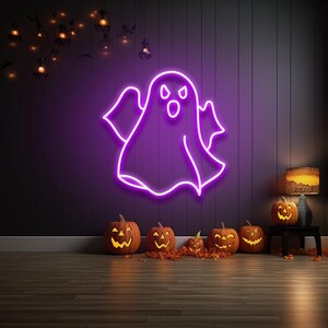 ハロウィンの幽霊ネオンサイン 画像 4