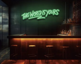 Insegna Al Neon "Il Mondo è Tuo": Luce LED Decorativa Per Parete, Scritta Ispirazionale Per Camera Da Letto, Soggiorno O Ufficio