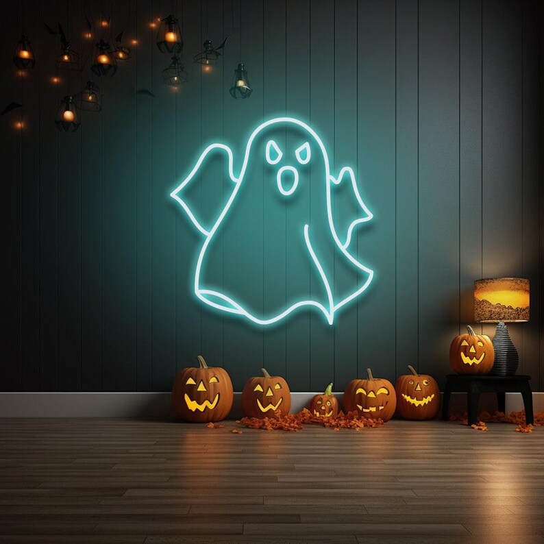 ハロウィンの幽霊ネオンサイン 画像 7