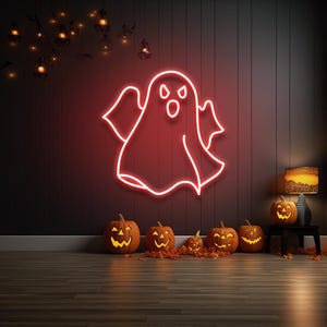 ハロウィンの幽霊ネオンサイン 画像 2