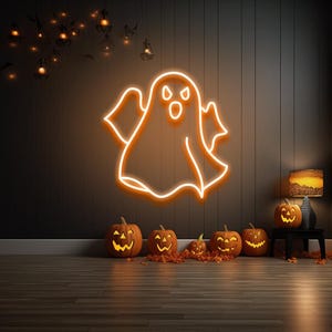ハロウィンの幽霊ネオンサイン 画像 5
