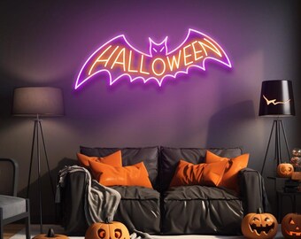ハロウィンのコウモリの怖いLEDネオンサイン
