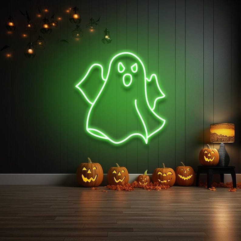 ハロウィンの幽霊ネオンサイン 画像 9