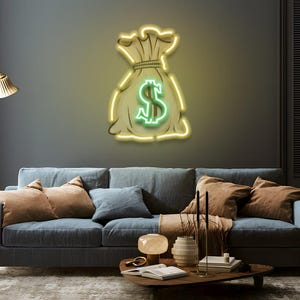 Insegna al neon a LED con sacco di soldi