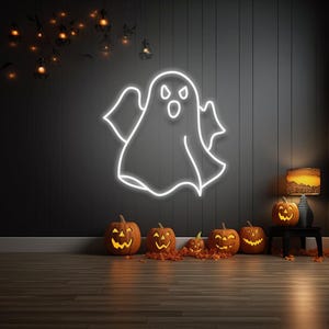 ハロウィンの幽霊ネオンサイン 画像 1