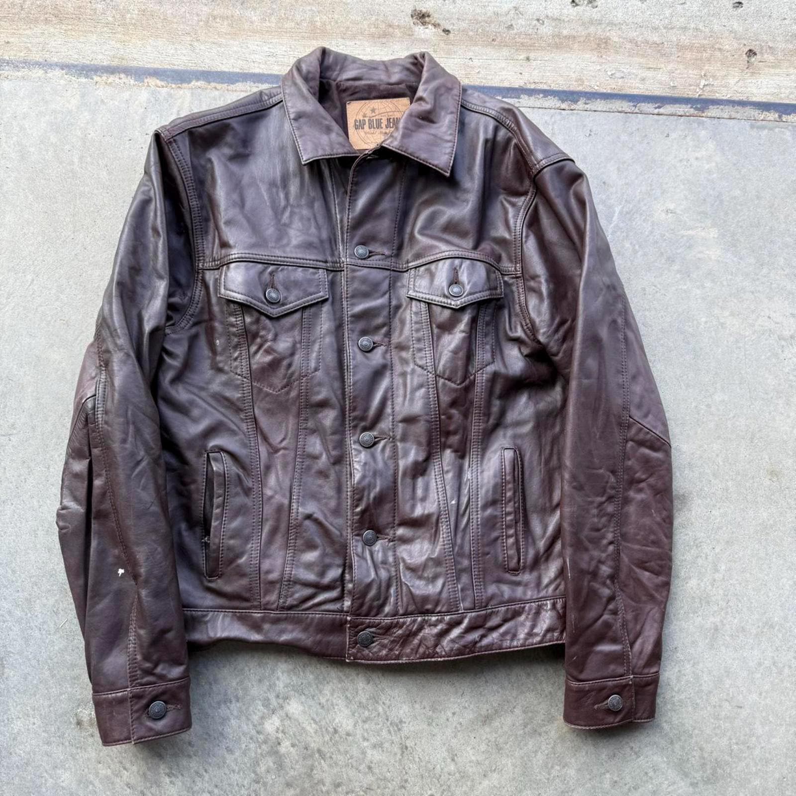 Gap Leather Jacket - Etsy