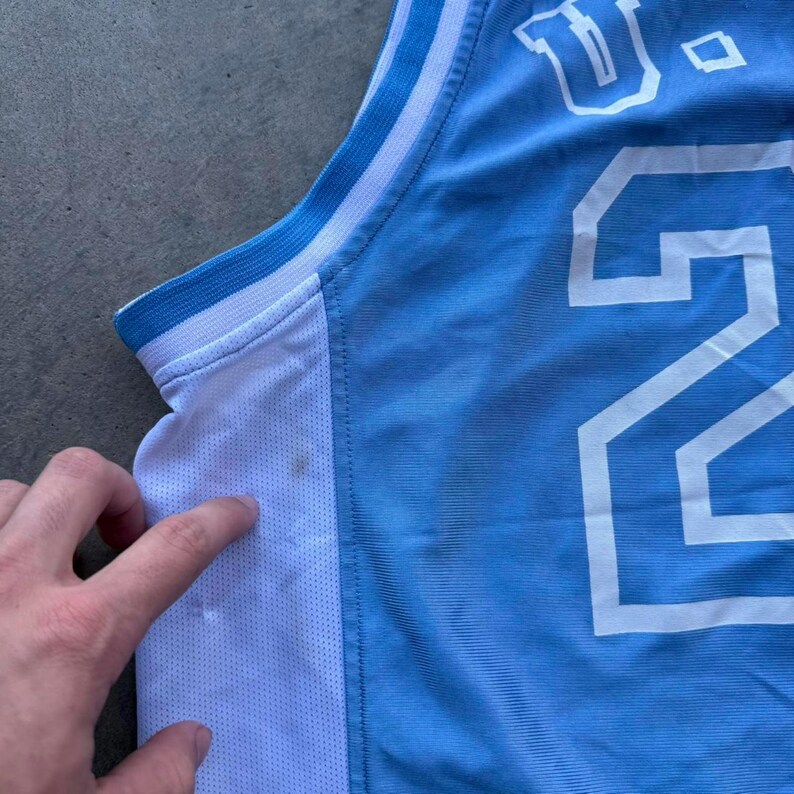 Vintage 90s UNC Tarheels blue basketball jersey size medium Jordan image 7