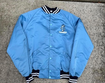 Chaqueta bomber vintage de satén Tarheels UNC de los años 80, talla mediana