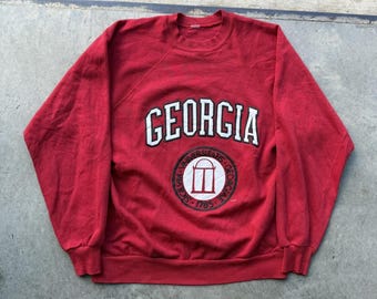 Sudadera roja vintage de los años 80 de los Bulldogs de la Universidad de Georgia, talla pequeña