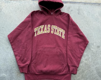 Bluza z kapturem VTG Texas State University w kolorze czerwonym, średniej wagi