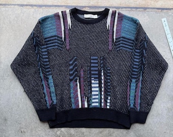 Vintage 90s Jantzen multi color knit sweater men’s boxy small