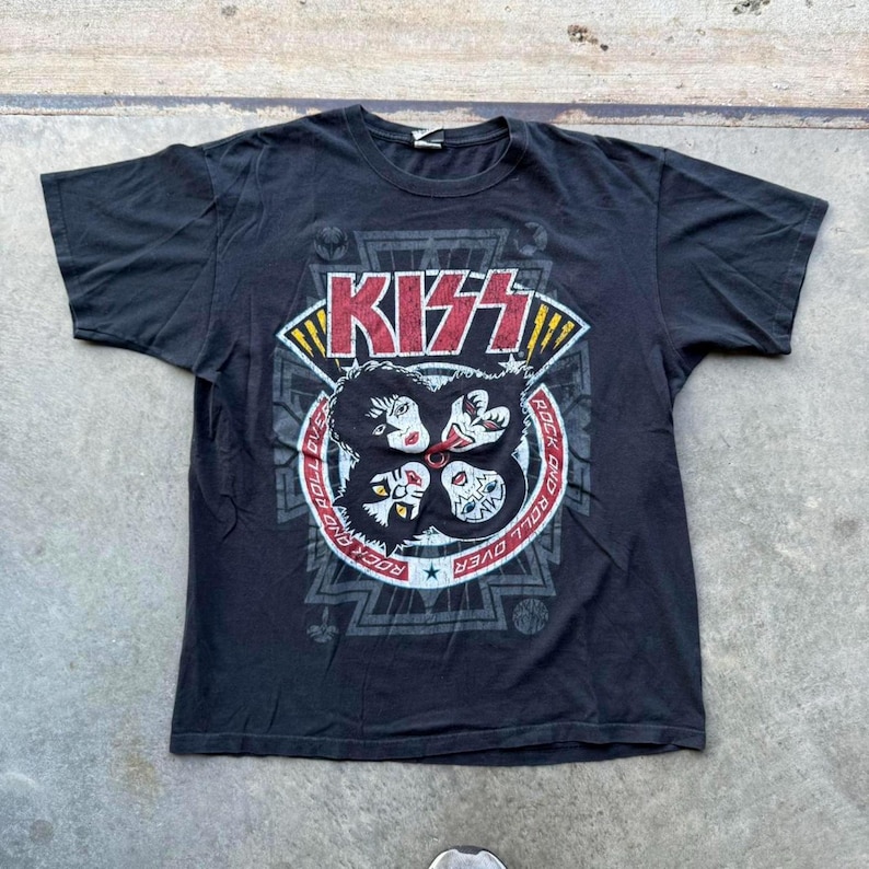 VTG Y2K Liquid Blue KISS Rock and Roll T-Shirt Größe XL Bild 1