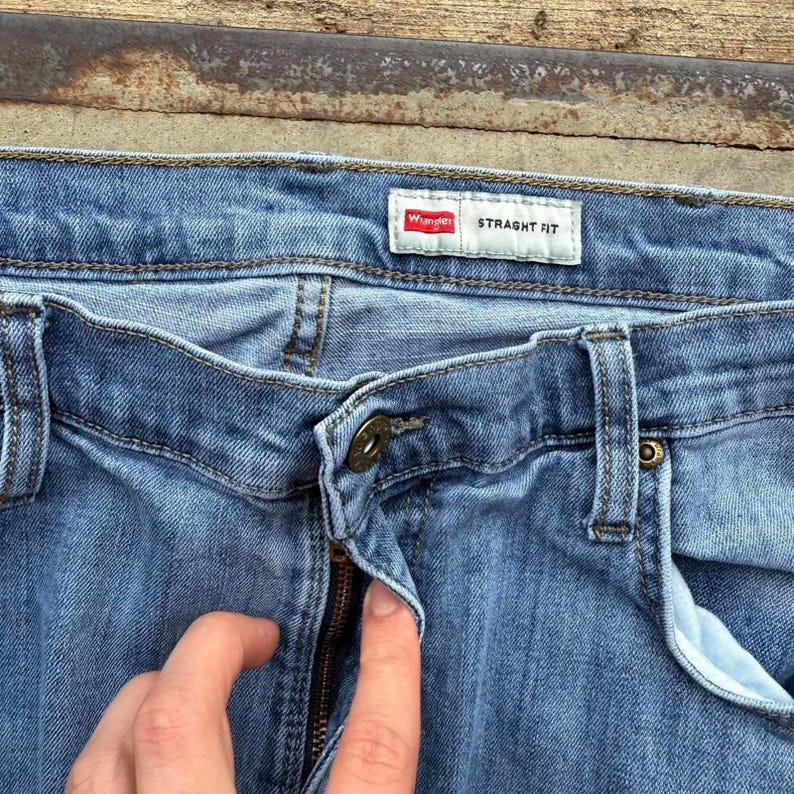 VTG Y2K Blue Denim Wrangler Straight Fit Jeans Größe 38 x 30 Bild 3