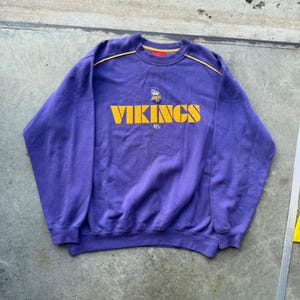 Vintage NFL Minnesota Vikings sweatshirt, paars, met geborduurd logo, herenmaat L