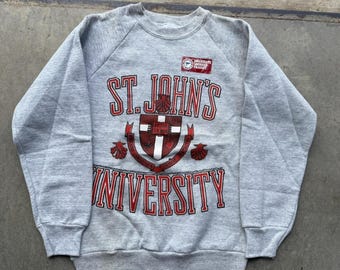 Sudadera vintage de los años 80 de la Universidad de St. John, talla pequeña para mujer.