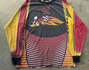 Maglietta a maniche lunghe vintage anni '80/'90 Honda Racing x Woody Woodpecker taglia M RARA