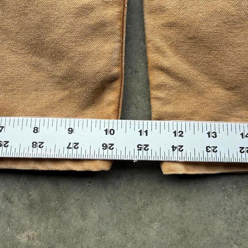 Pantalones de carpintero Carhartt vintage color tostado con parche de cuero, talla 42 x 30 imagen 8